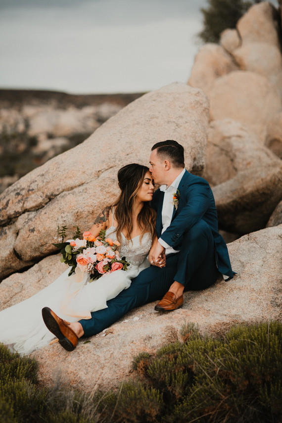 Sunset desert wedding at The Ruin Venue in Joshua Tree