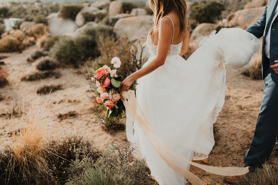 Sunset desert wedding at The Ruin Venue in Joshua Tree