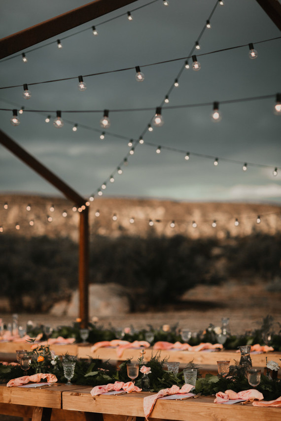 Sunset desert wedding at The Ruin Venue in Joshua Tree