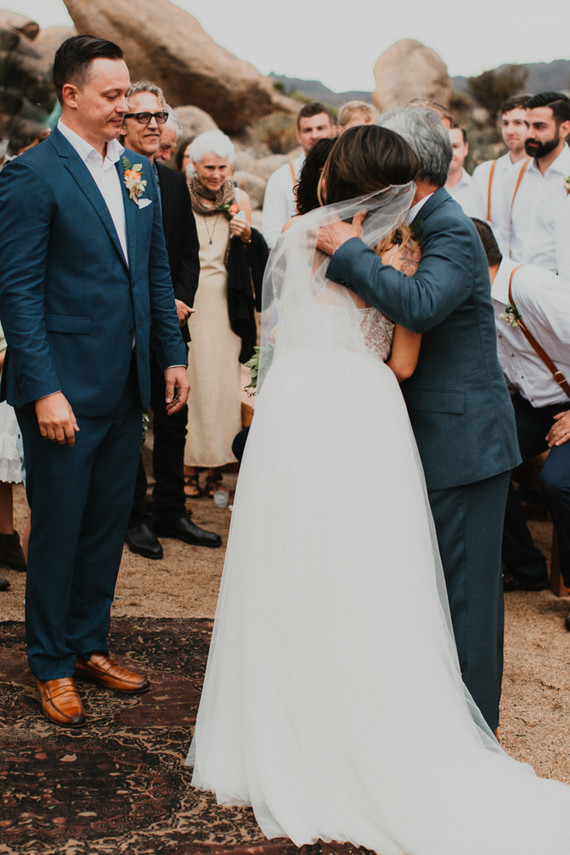 Sunset desert wedding at The Ruin Venue in Joshua Tree