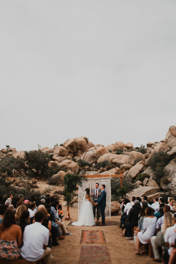Sunset desert wedding at The Ruin Venue in Joshua Tree
