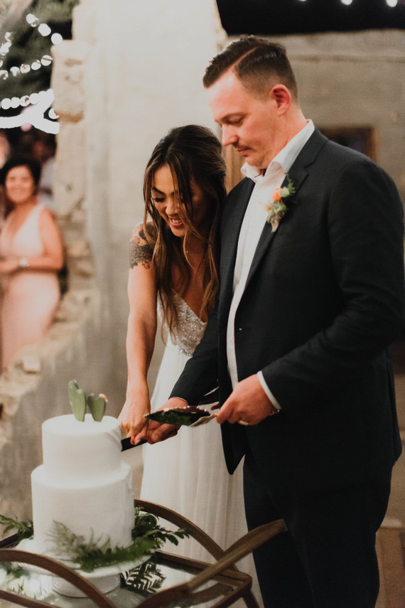 Sunset desert wedding at The Ruin Venue in Joshua Tree
