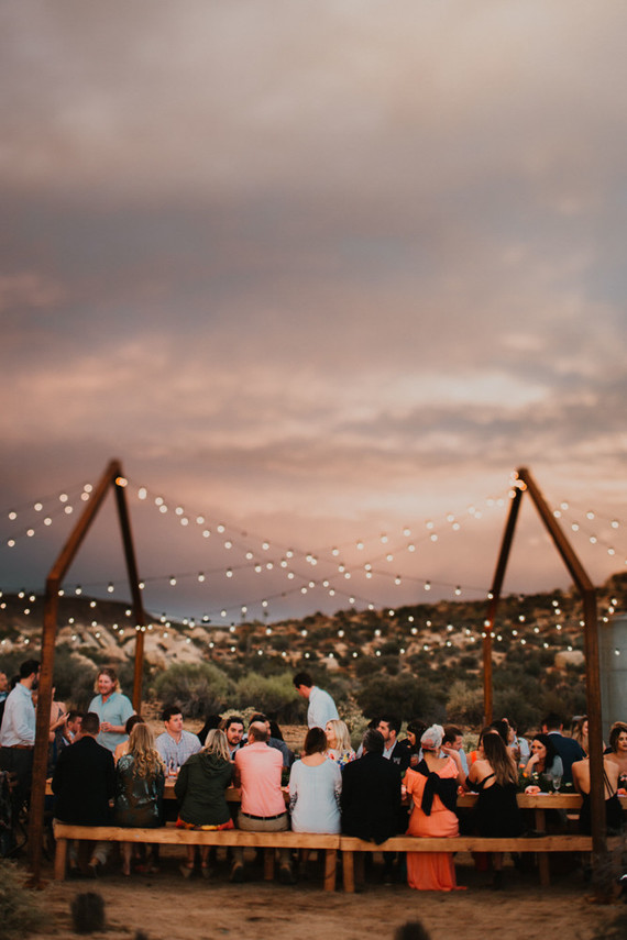 Sunset desert wedding at The Ruin Venue in Joshua Tree