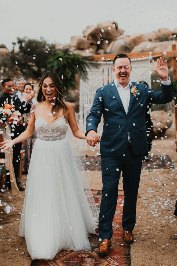 Sunset desert wedding at The Ruin Venue in Joshua Tree