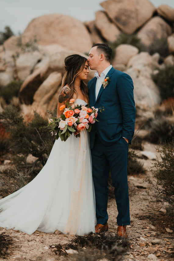 Sunset desert wedding at The Ruin Venue in Joshua Tree