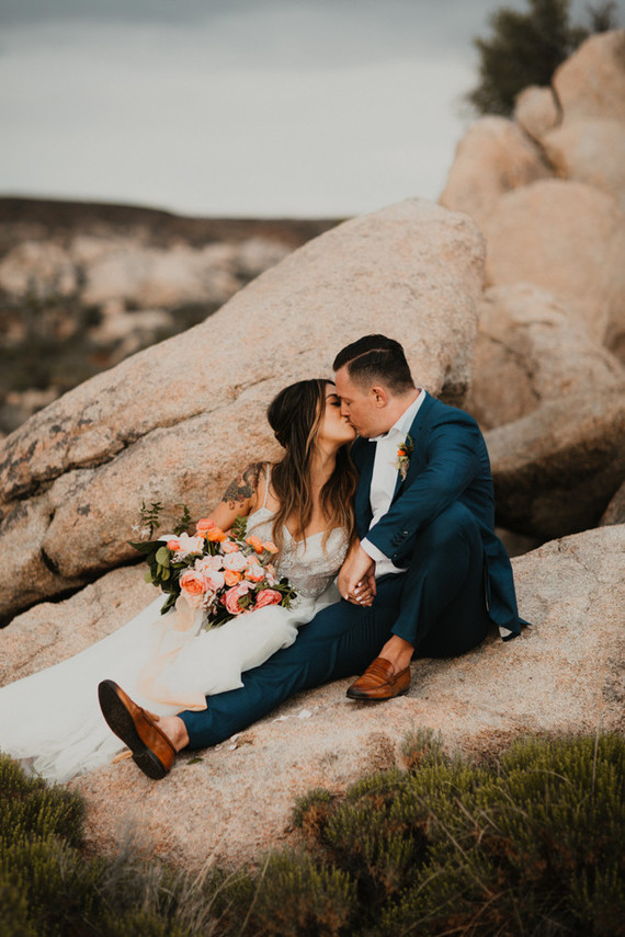 Sunset desert wedding at The Ruin Venue in Joshua Tree