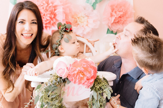 Pink floral first birthday party ideas on 100 Layer Cakelet