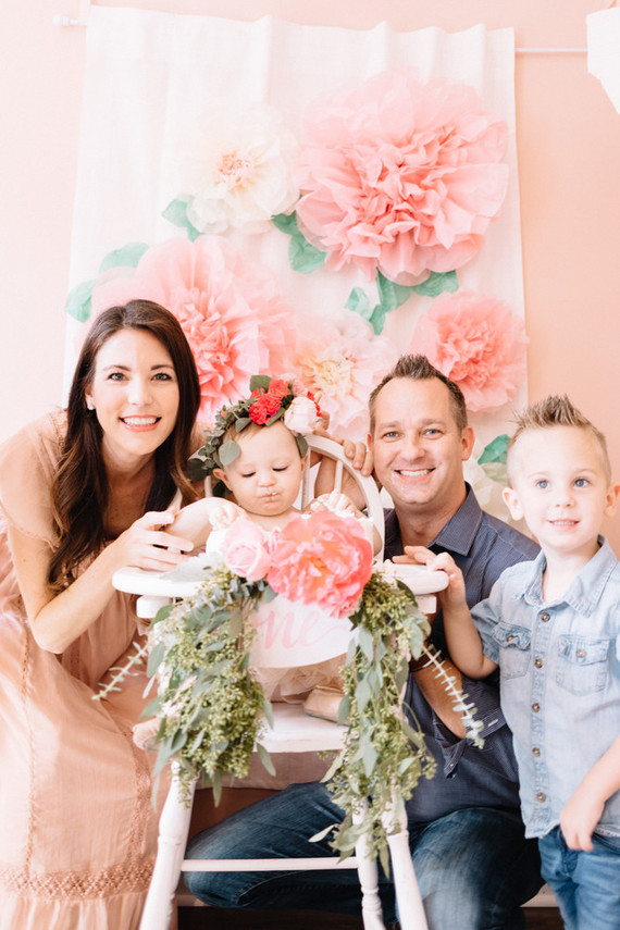 Pink floral first birthday party ideas on 100 Layer Cakelet