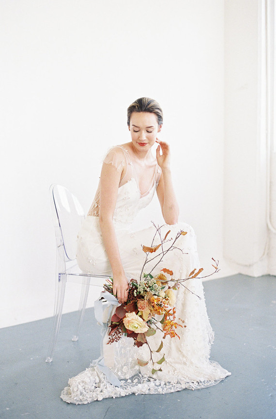 Modern minimal fall wedding inspiration in a loft