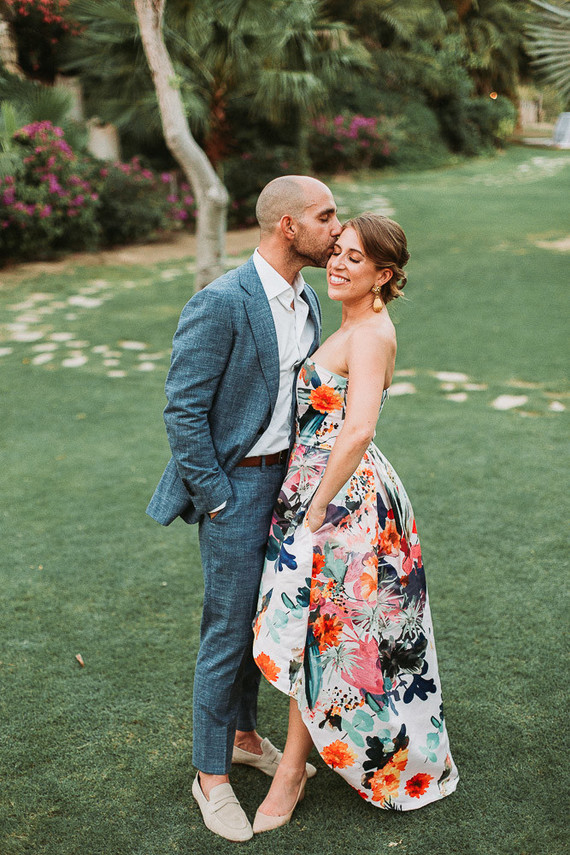 Stylish floral wedding reception dress