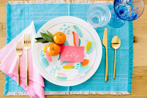 Bright whimsical wedding invites