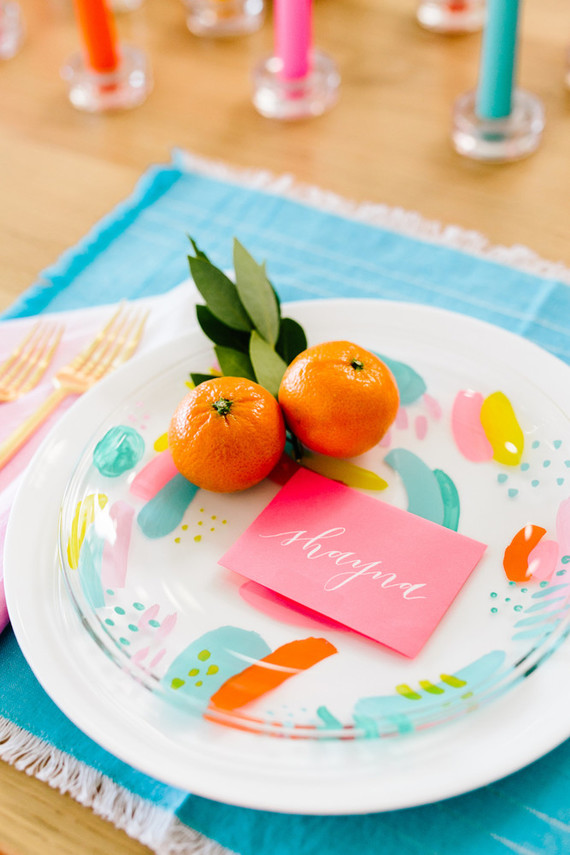 Bright whimsical wedding invites