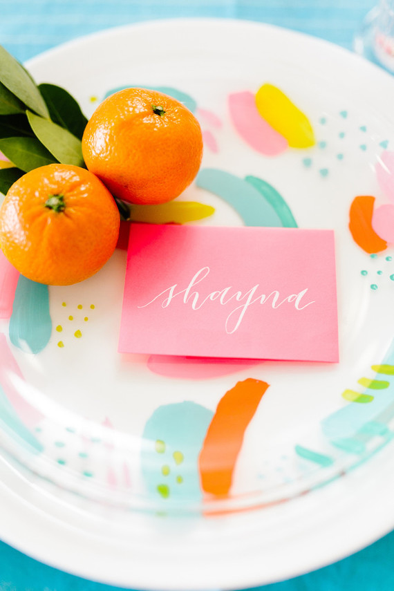 Bright whimsical wedding invites
