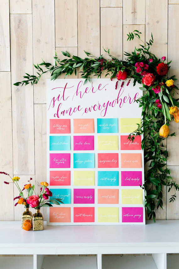 Bright whimsical wedding invites
