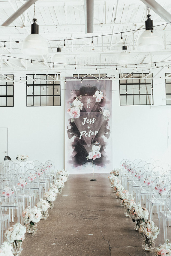 Modern graphic warehouse wedding in Toronto