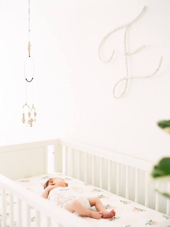 Dreamy white girl's nursery and newborn photos in Los Angeles