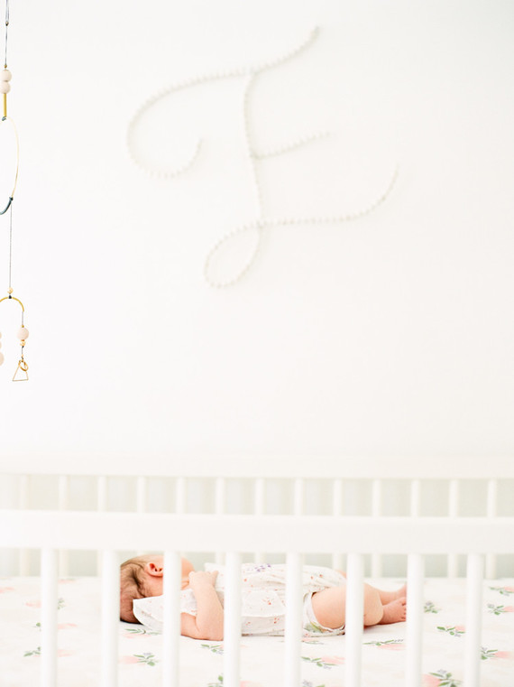 Dreamy white girl's nursery and newborn photos in Los Angeles