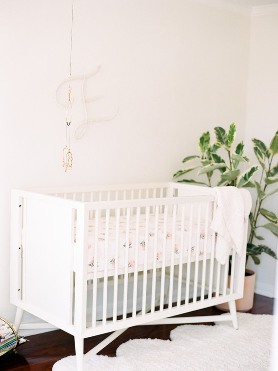Dreamy white girl's nursery and newborn photos in Los Angeles