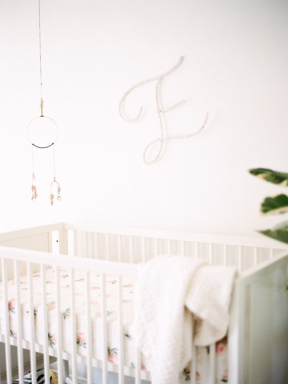 Dreamy white girl's nursery and newborn photos in Los Angeles