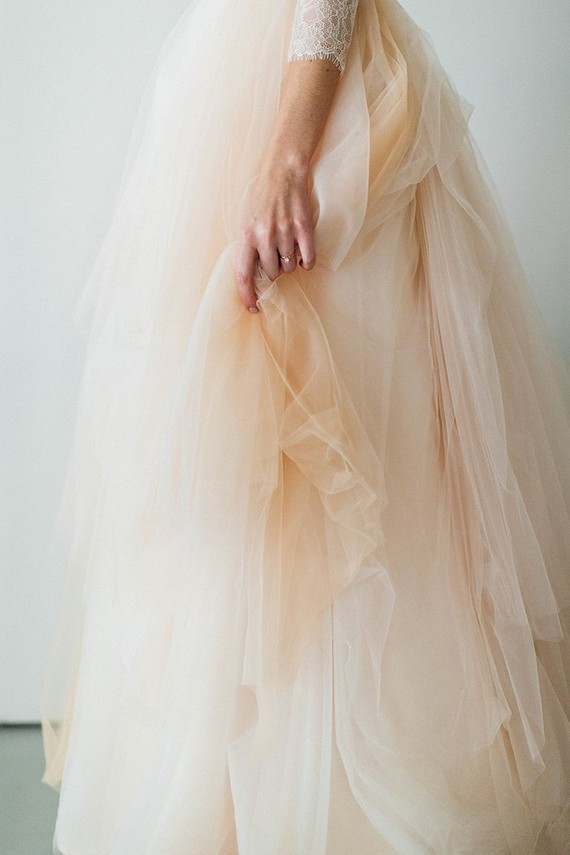 Layered blush wedding dress