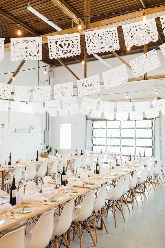All white modern wedding reception