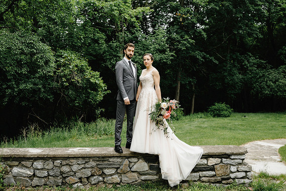Romantic, industrial, floral wedding at Basilica Hudson in the Hudson Valley