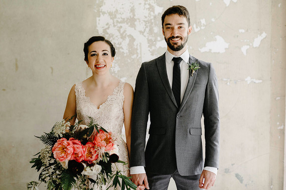 Romantic, industrial, floral wedding at Basilica Hudson in the Hudson Valley