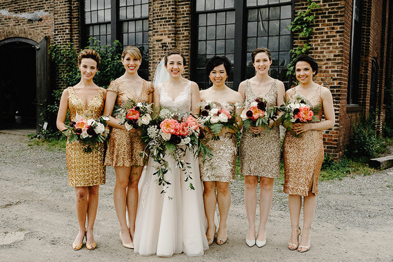 Romantic, industrial, floral wedding at Basilica Hudson in the Hudson Valley