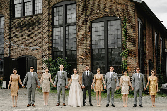 Romantic, industrial, floral wedding at Basilica Hudson in the Hudson Valley