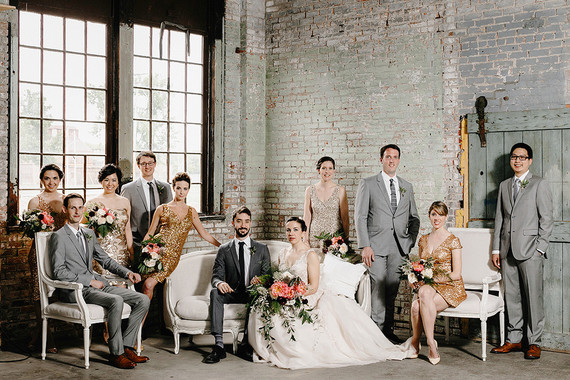 Romantic, industrial, floral wedding at Basilica Hudson in the Hudson Valley