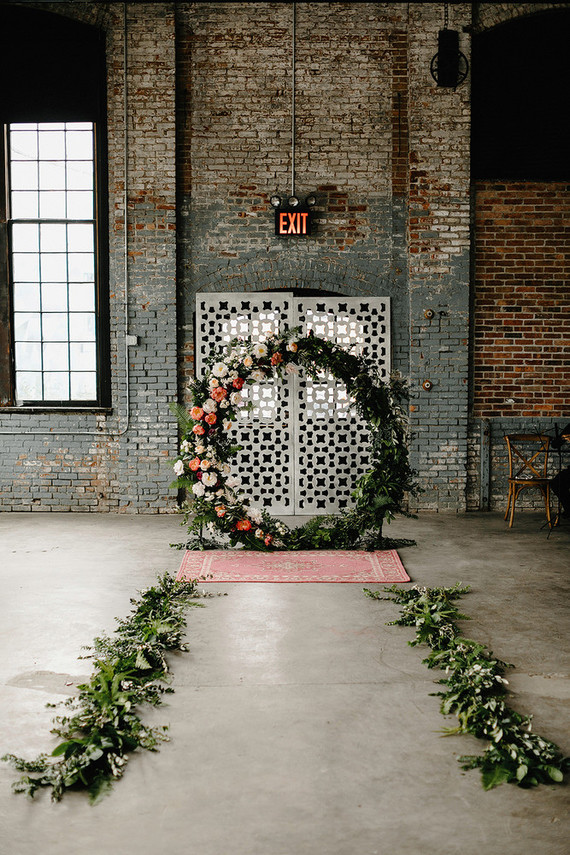 Romantic, industrial, floral wedding at Basilica Hudson in the Hudson Valley