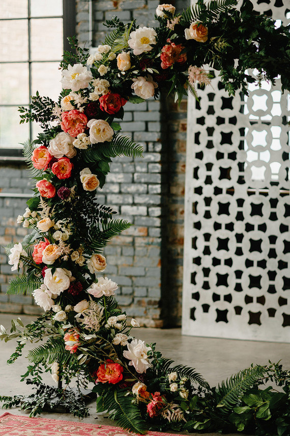 Romantic, industrial, floral wedding at Basilica Hudson in the Hudson Valley