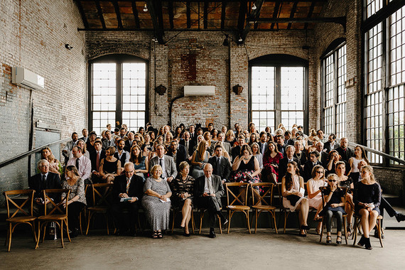 Romantic, industrial, floral wedding at Basilica Hudson in the Hudson Valley