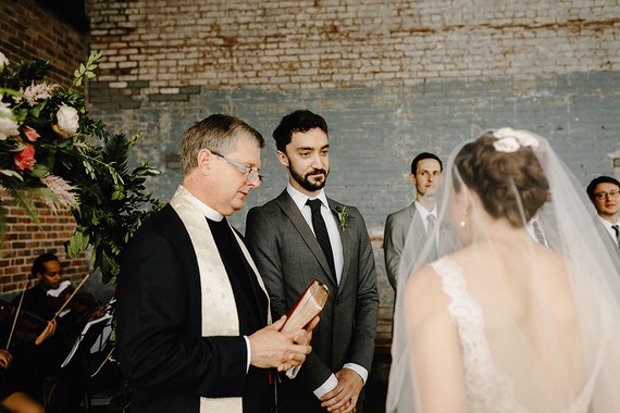 Romantic, industrial, floral wedding at Basilica Hudson in the Hudson Valley