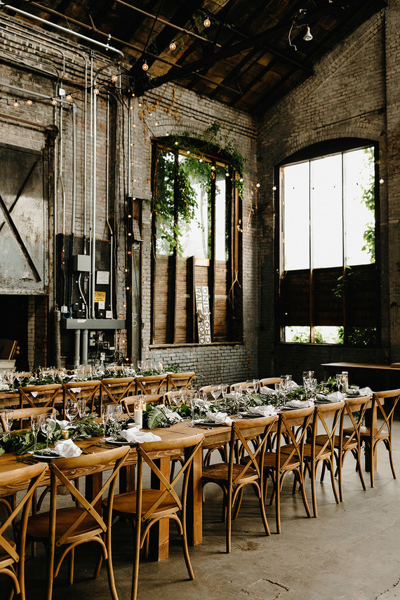 Romantic, industrial, floral wedding at Basilica Hudson in the Hudson Valley