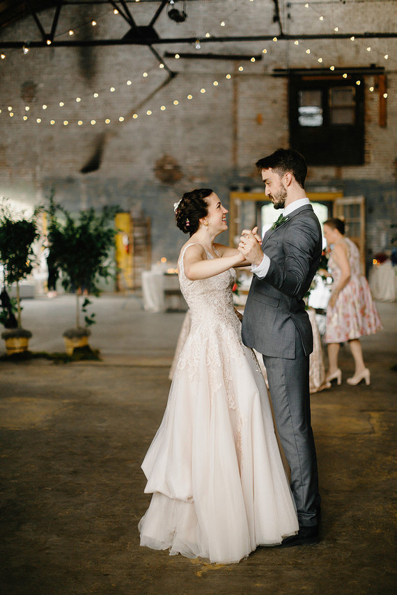 Romantic, industrial, floral wedding at Basilica Hudson in the Hudson Valley
