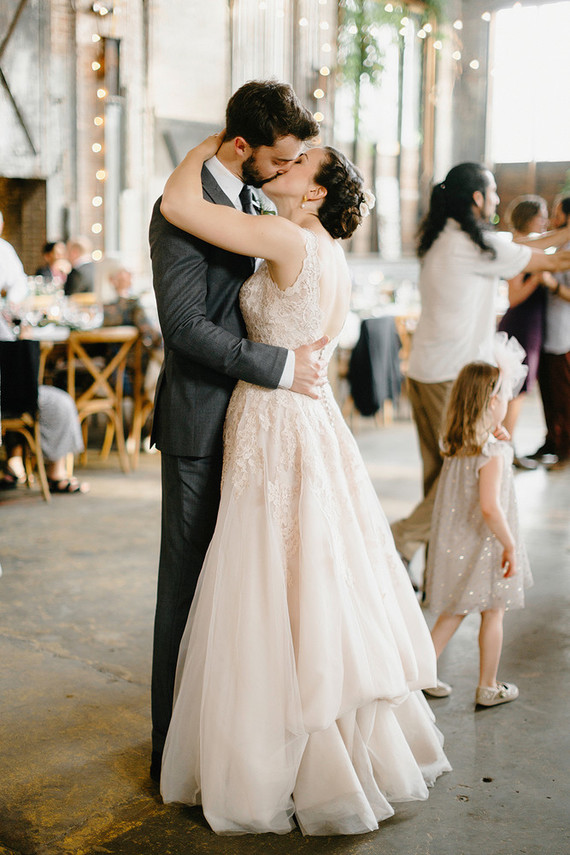 Romantic, industrial, floral wedding at Basilica Hudson in the Hudson Valley
