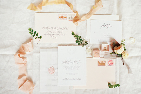 Blush wedding invitation suite