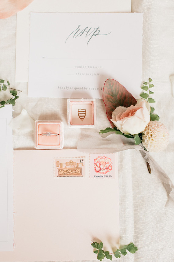 Blush wedding invitation suite