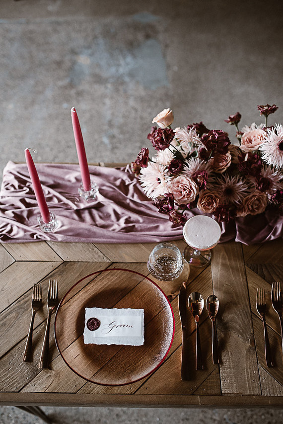 Moody mauve Valentine's Day and winter wedding ideas