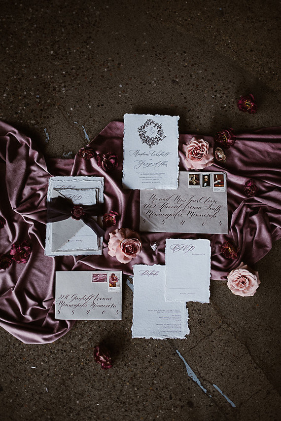 Moody mauve Valentine's Day and winter wedding ideas