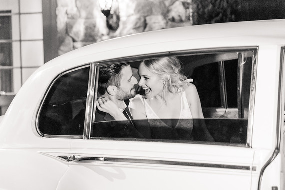 vintage wedding getaway car
