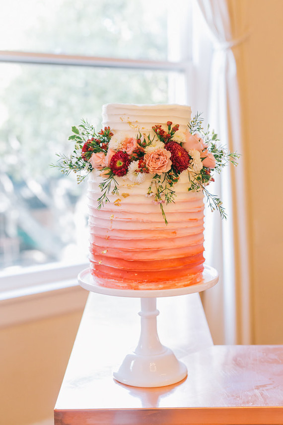 ombre floral wedding cake
