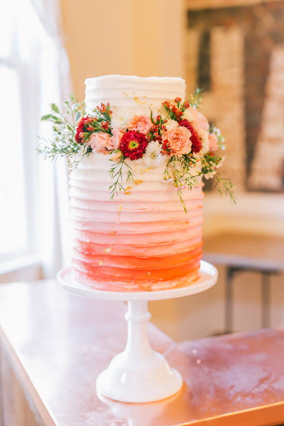 ombre floral wedding cake