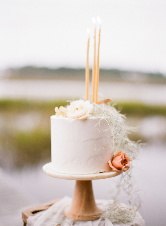 Petite elegant white wedding cake