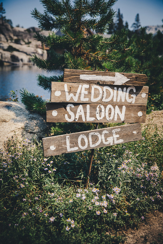 Rustic wooden wedding sign