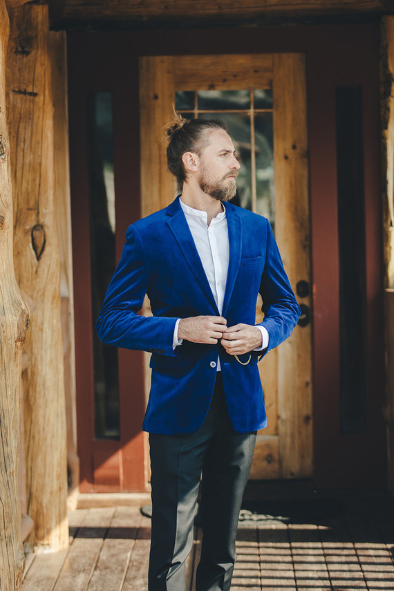 Blue indie groom's suit