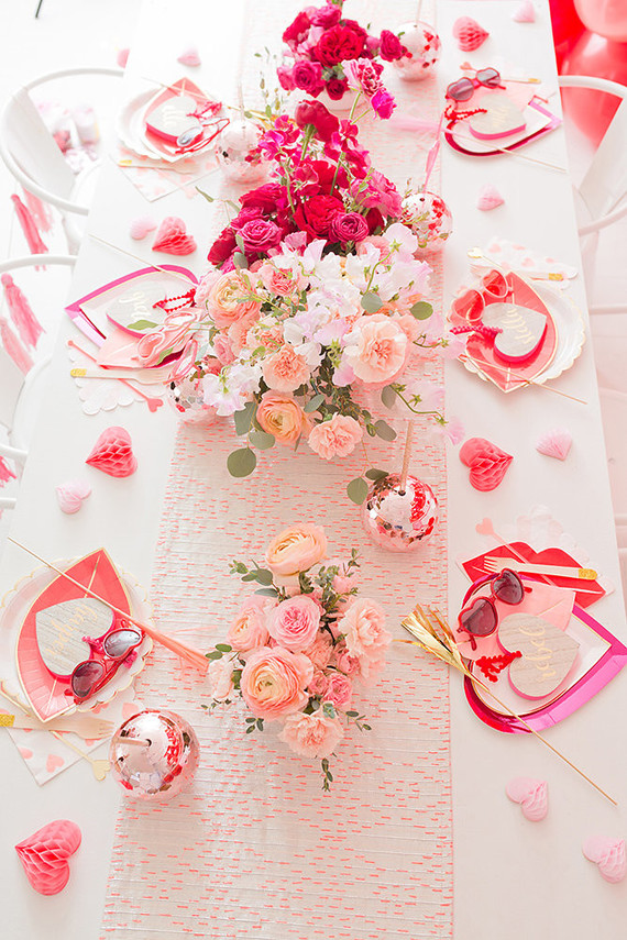 Pink and red floral Valentine's Day party Inspiration