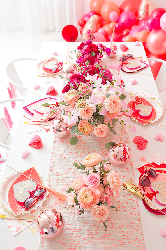 Pink and red floral Valentine's Day party Inspiration