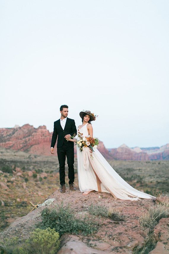 Sunset elopement at Under The Canvas in Zion National Park